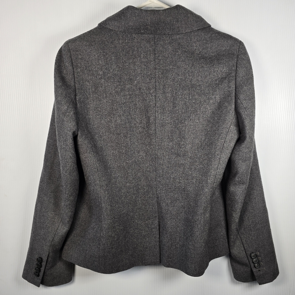 Talbots Women's Kate Fit Grey Wool Blazer Gatheted Lapels Button Closure Size 8 - Picture 3 of 16